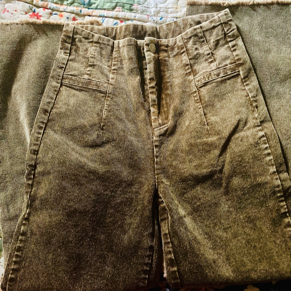 Vintage Style Corduroy Cropped Jeans - Mid-rise Size XS